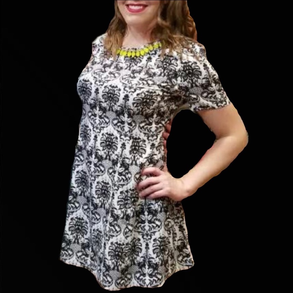 Holiday party dress - JOA printed jewel collar dress